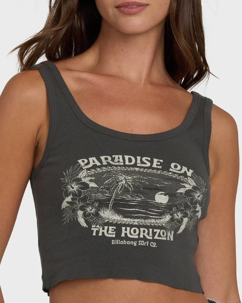 BILLABONG ALL DAY PARADISE WOMENS TANK TOP - OFF BLACK (OB1) - Image 2