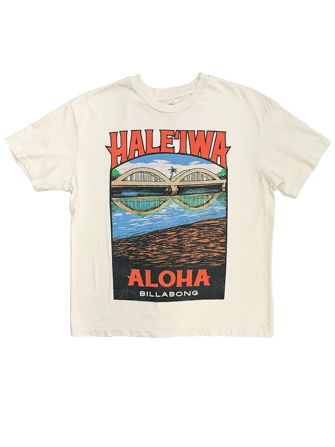 BILLABONG HALEIWA SCENIC WOMENS TEE - SALT CRYSTAL (SCS1)