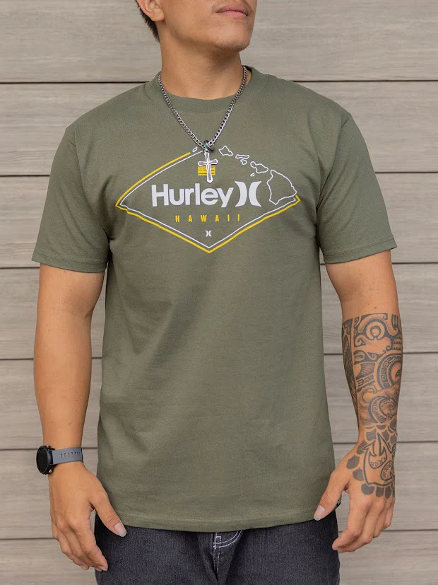 HAWAIIAN ISLAND DIAMOND SS TEE - SURPLUS MIL GREEN (390)
