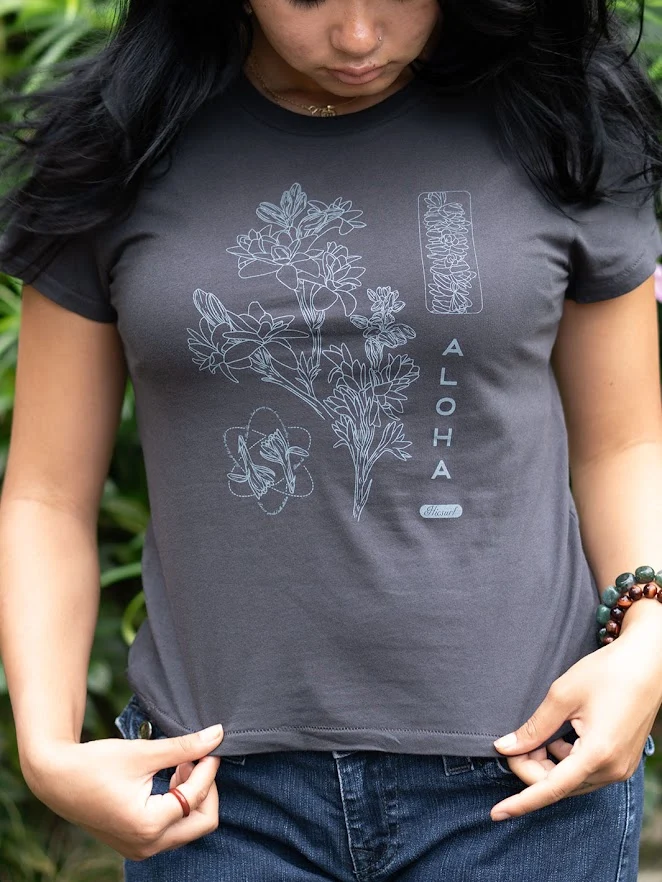 HIC PUA TUBEROSE TOURIST WOMENS TEE - BLACK SAND