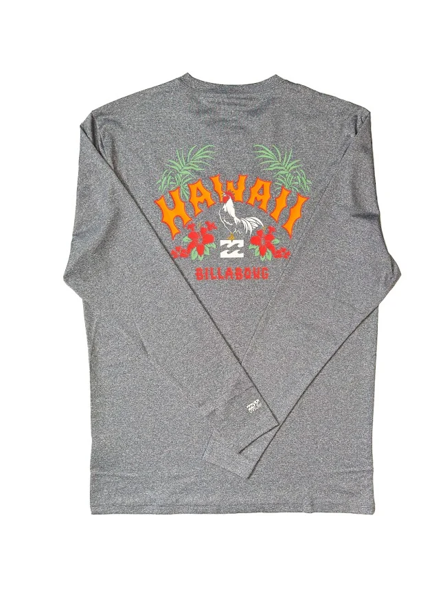 BILLABONG ROOSTER ARCH RTHI LONG SLEEVE SURF SHIRT - GRAY