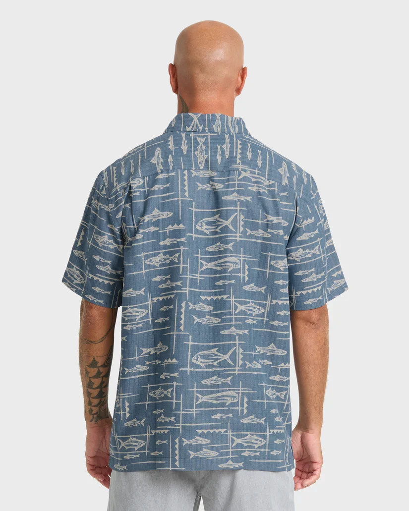 QUIKSILVER TOPANGA BUTTON DOWN WOVEN SHIRT - DARK DENIM - Image 3