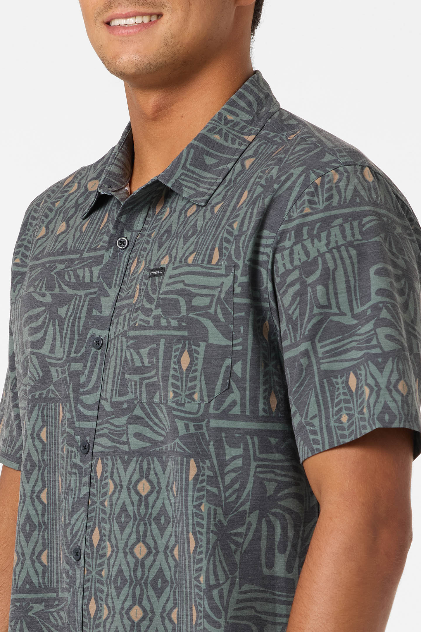 O'NEILL TRVLR UPF TRAVERSE HAWAII BUTTON DOWN WOVEN SHIRT - DARK OLIVE - Image 2
