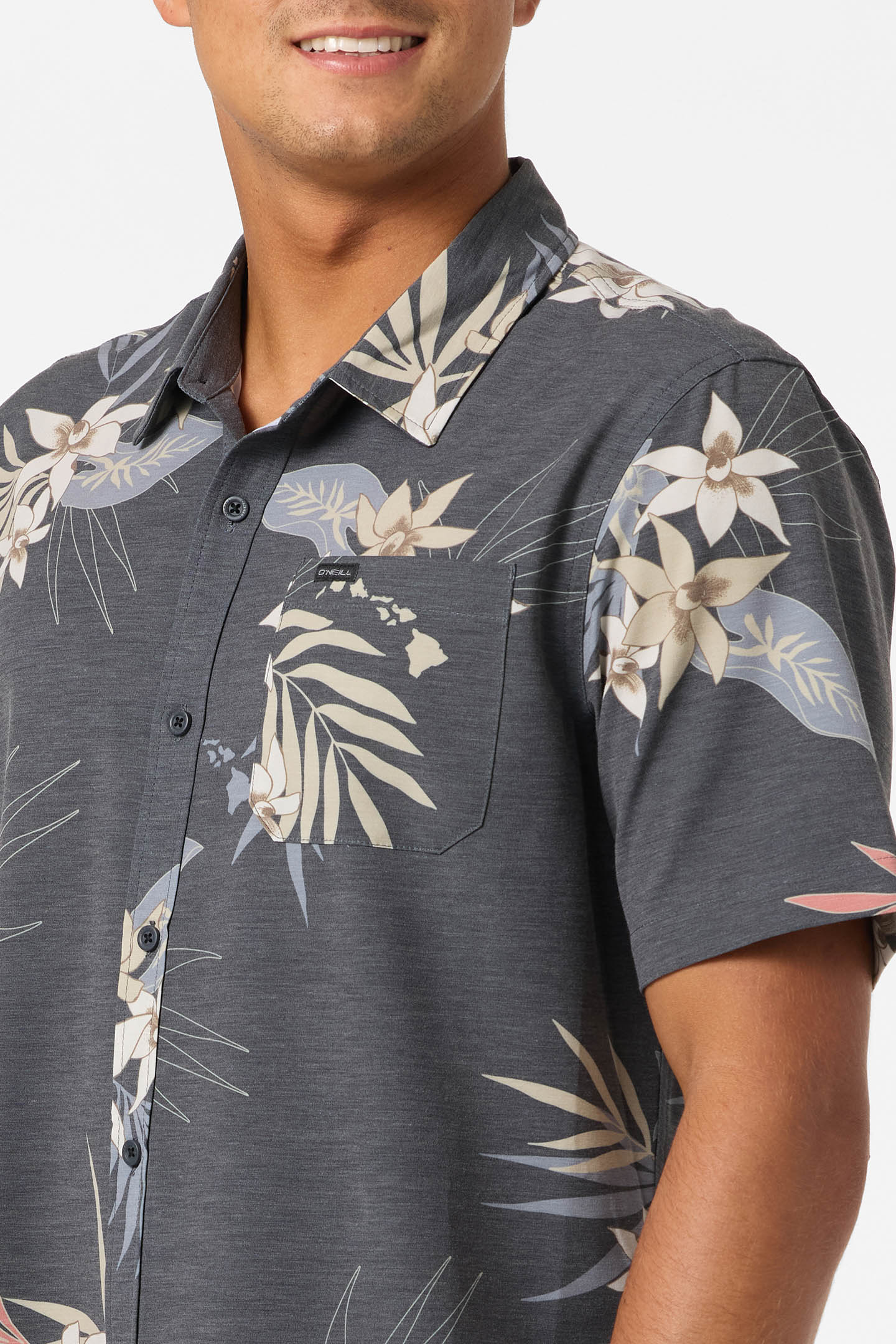 O'NEILL TRVLR UPF TRAVERSE HAWAII BUTTON DOWN WOVEN SHIRT - BLACK - Image 2